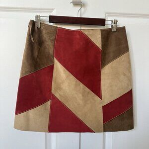 Kenneth Cole Suede Leather Patchwork Mini Skirt Womens 8 Y2K Gilmore Friends